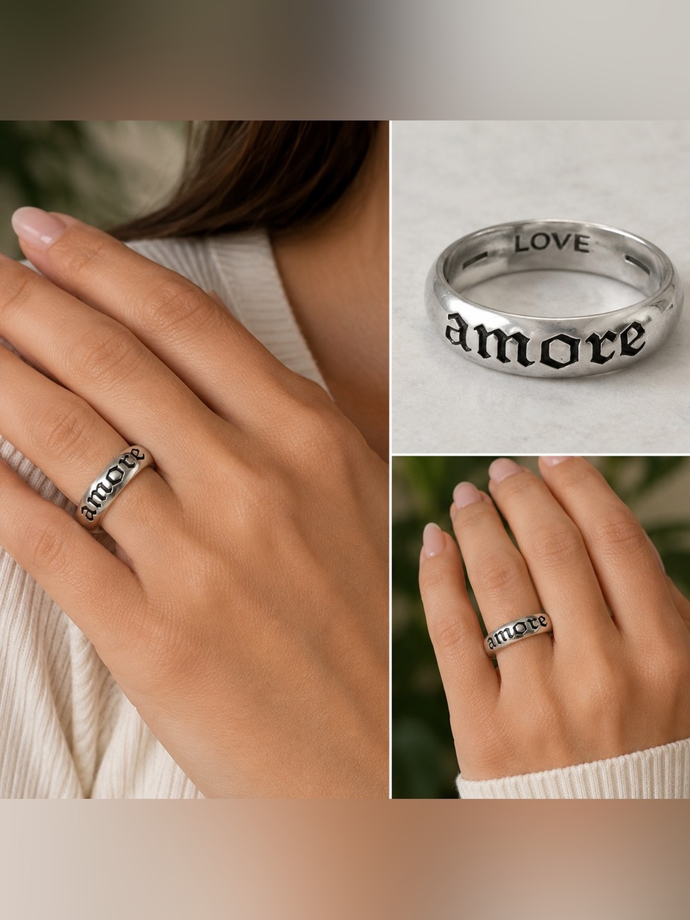 Sterling Silver 925 Amore Love Ring Size 10